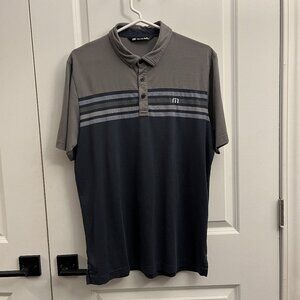 Travis Mathew Men’s Blue and Grey Golf Shirt
